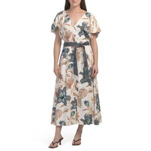 AYLAYA Hibiscus Linen Blend Sorrento Dress